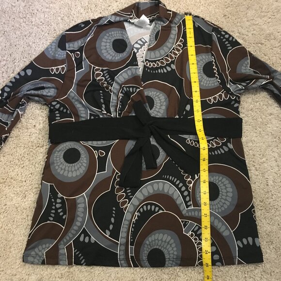 Y2K Carol Rose Retro 70s Groovy Tie Up Wrap Top Made in USA - Picture 15 of 16